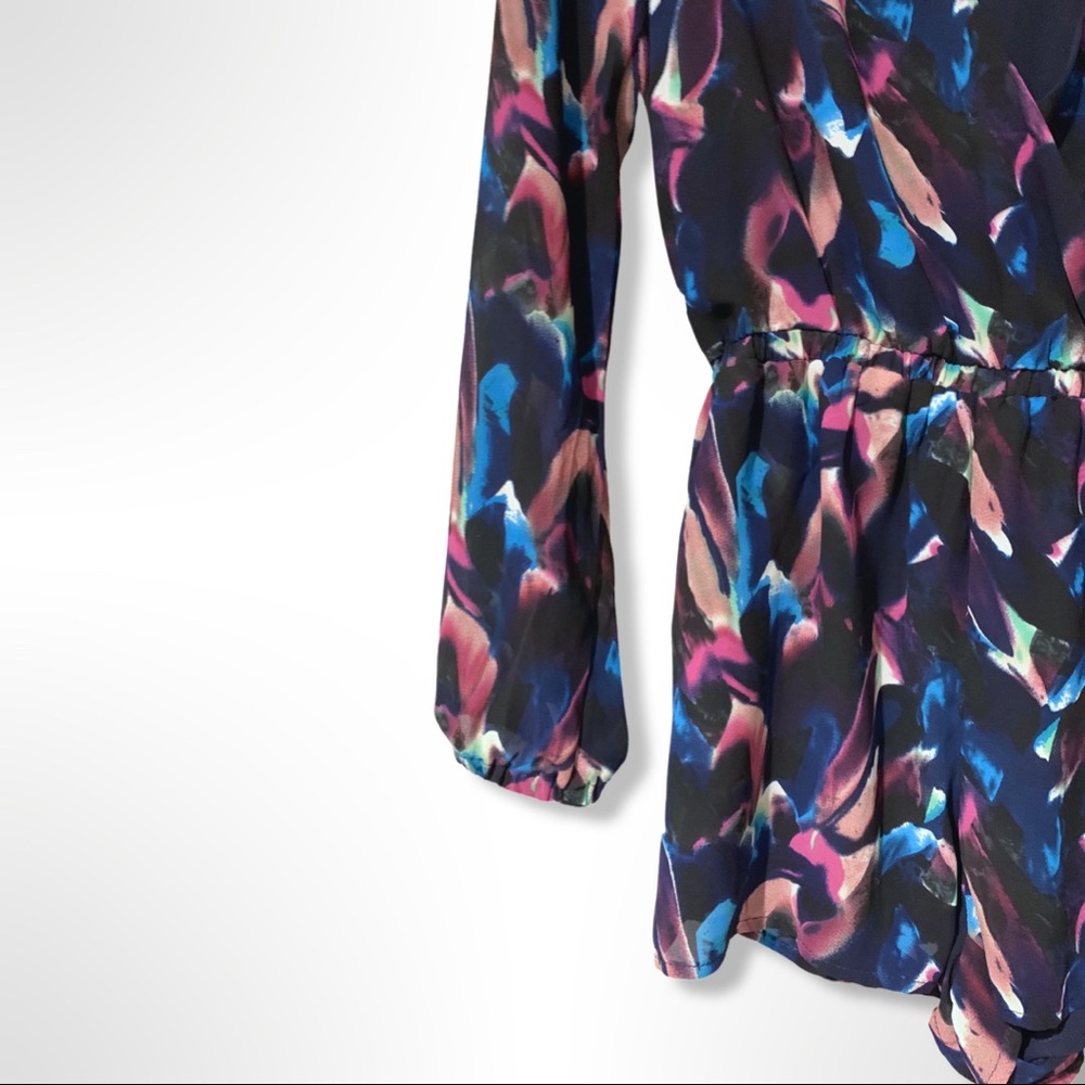 LUCCA COUTURE β’ Purple & Blue Watercolor Long Sleeve Romper - Picture 7 of 11
